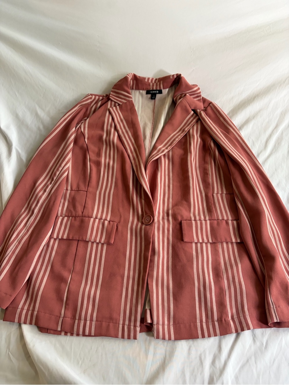 torrid Rusty Pink Striped Boyfriend Blazer Plus Size 1
